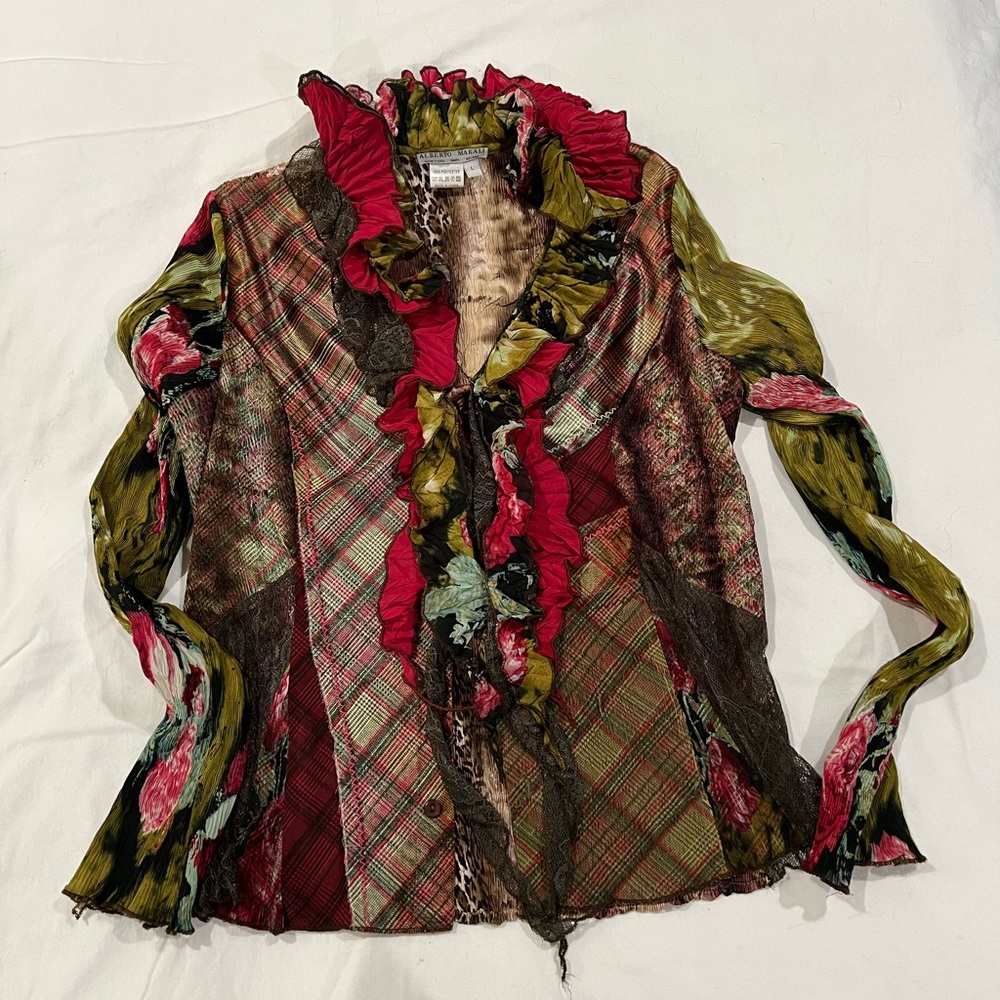 Alberto Magali mixed colors bohemian blouse size L